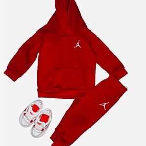 Jordan Kids Red Sweatpants & Hoodie Set shoes 4c